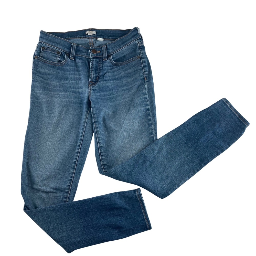 J.Crew‎ Stretch Skinny Jeans Womens 24 Medium Wash Blue Denim Mid Rise Slim Fit